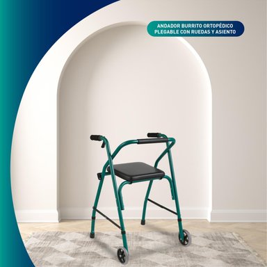 ANDADOR GLOMED ARA010 BURRITO ORTOPÉDICO PLEGABLE CON RUEDAS Y ASIENTO - 4
