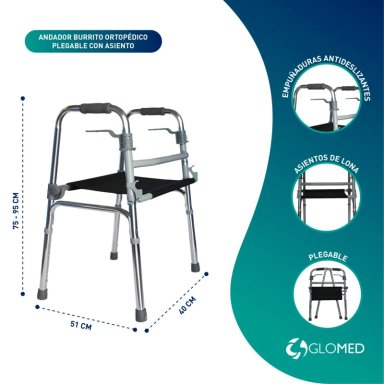 ANDADOR MAXCARE APA010 PLEGABLE CON ASIENTO - 3
