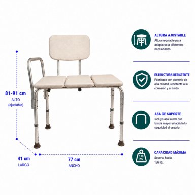 SILLA MAXCARE SBT010 TRANSFERENCIA BAÑO TINA 3 CUERPOS - 2