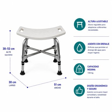 SILLA DE BAÑO DUCHA RECTANGULAR BARIATRICA - 2
