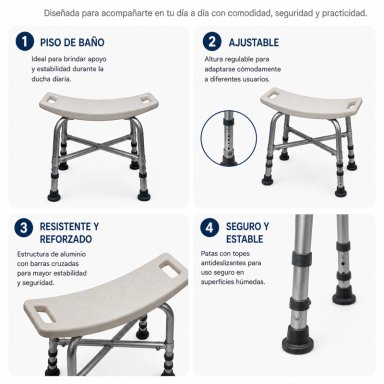 SILLA DE BAÑO DUCHA RECTANGULAR BARIATRICA - 3