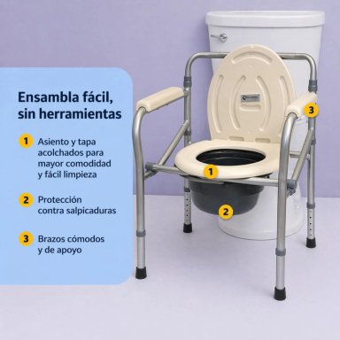 BAÑO PORTÁTIL GLOMED WCP018 WC PLEGABLE ALUMINIO PREMIUM - 4
