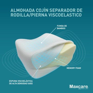 ALMOHADA MAXCARE ARM012 COJÍN SEPARADOR RODILLA/PIERNA VISCOELASTICO 40 X 21 CM BLANCO - 2
