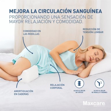 ALMOHADA MAXCARE ARM012 COJÍN SEPARADOR RODILLA/PIERNA VISCOELASTICO 40 X 21 CM BLANCO - 4