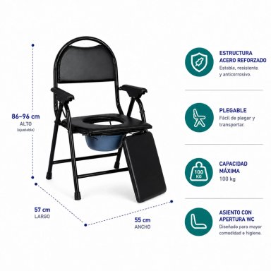 SILLA DE BAÑO WC PLEGABLE PORTATIL PRO - 2