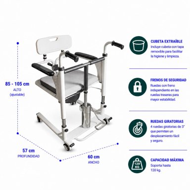 SILLA DE TRANSFERENCIA MULTIFUNCIONAL HIDRAULICA PARA BAÑO - 2