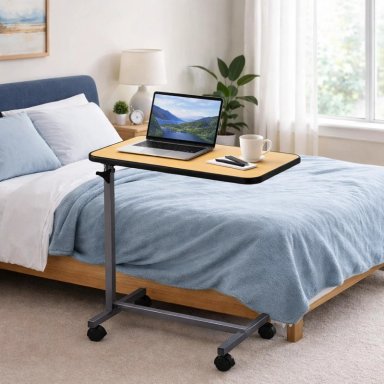 MESA CON RUEDAS AJUSTABLE PARA CAMA - CAFE - 2