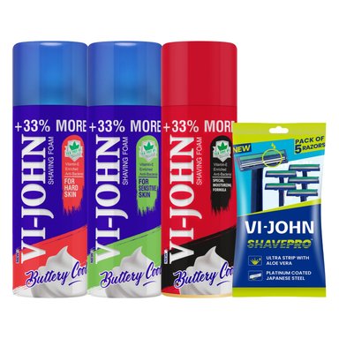 PACK 3 ESPUMAS DE AFEITAR 400 GR + MAQUINA DESECHABLE 5 UDS - 1