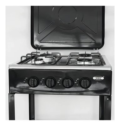 COCINA ENCIMERA A GAS 4 QUEMADORES CON REPISAS COLOR NEGRO - 5