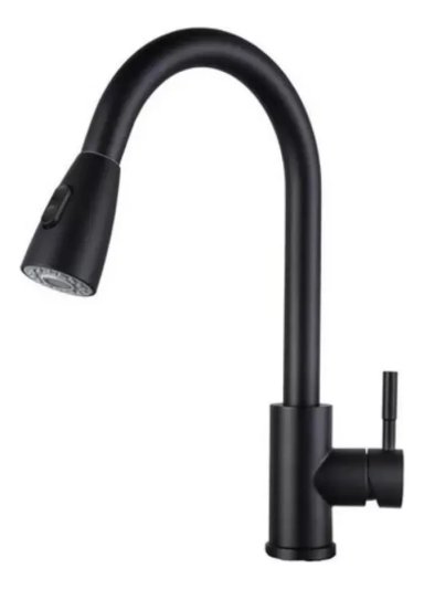 LLAVE MONOMANDO LAVAPLATOS RETRACTIL Y FLEXIBLE ACERO NEGRO - 6