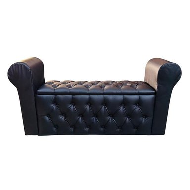 BANQUETA BAUL CAPITONE NEGRO PU - 1