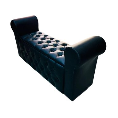 BANQUETA BAUL CAPITONE NEGRO PU - 2