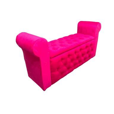 BANQUETA BAUL CAPITONE FUCSIA FELPA - 1