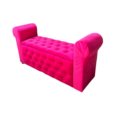BANQUETA BAUL CAPITONE FUCSIA FELPA - 2