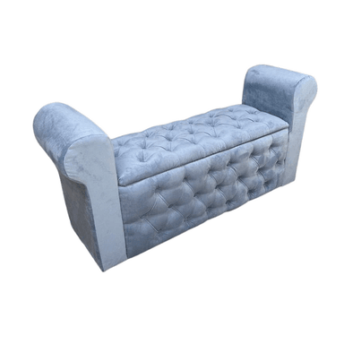 BANQUETA BAUL CAPITONE GRIS FELPA - 1