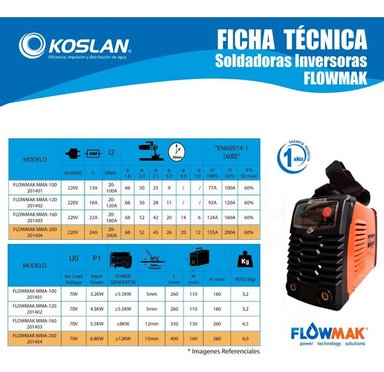 SOLDADORA FLOWMAK INVERTER 200 AMPERES - 2
