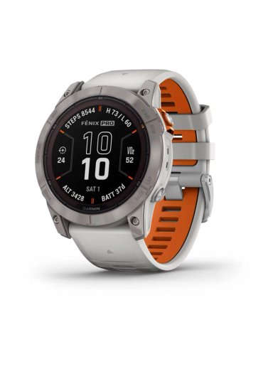 SMARTWATCH GARMIN FENIX 7X PRO SAPPH BEIGE SOLAR TI W GRAY ORANGE BAND - 1