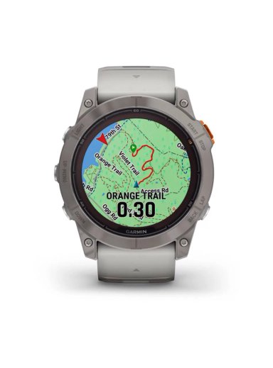 SMARTWATCH GARMIN FENIX 7X PRO SAPPH BEIGE SOLAR TI W GRAY ORANGE BAND - 2