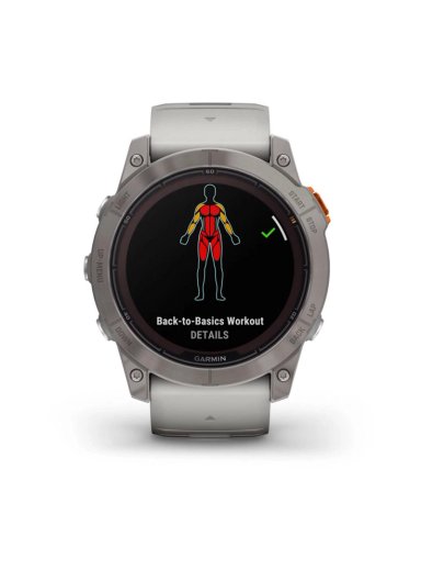 SMARTWATCH GARMIN FENIX 7X PRO SAPPH BEIGE SOLAR TI W GRAY ORANGE BAND - 4