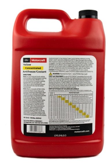 REFRIGERANTE COOLANT VC13G FORD MOTORCRAFT AMARILLO 3,78 LT - 2