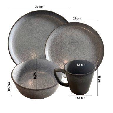 SET DE VAJILLA COMPLETO 16 PIEZAS STONEWARE DISEÑO ORGANICO - 5