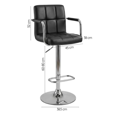 PACK 2 PISO DE BAR PREMIUM CAPITONE  CON RESPALDO LUMBAR Y BRAZOS - 6