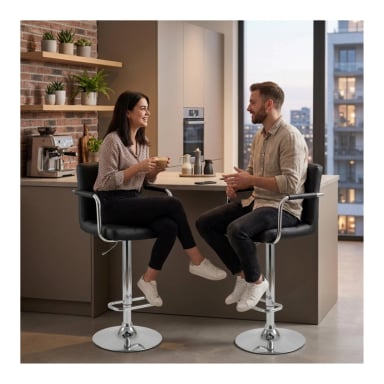 PACK 2 PISO DE BAR PREMIUM CAPITONE  CON RESPALDO LUMBAR Y BRAZOS - 7