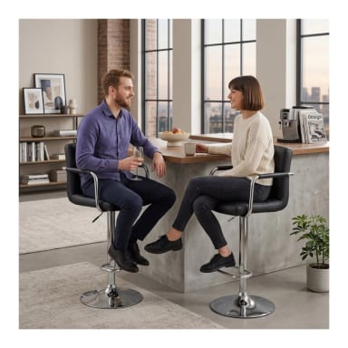 PACK 2 PISO DE BAR PREMIUM CAPITONE  CON RESPALDO LUMBAR Y BRAZOS - 8