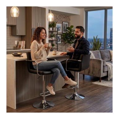 PACK 2 PISO DE BAR PREMIUM CAPITONE  CON RESPALDO LUMBAR Y BRAZOS - 9