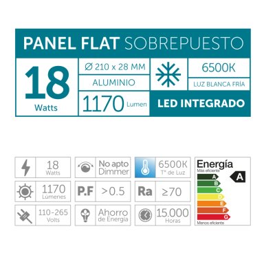 PLAFON SOBREPUESTO 18W LUZ FRIA ALUMINIO - 3