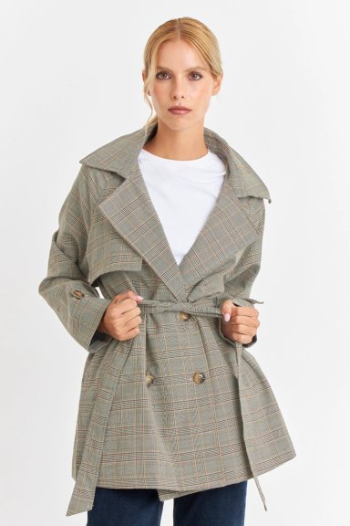 TRENCH PRINCIPE DE GALES LAZO GRIS NICOPOLY - 1