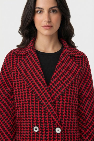 ABRIGO OVERSIZE PIED DE POULE ROJO NICOPOLY - 1