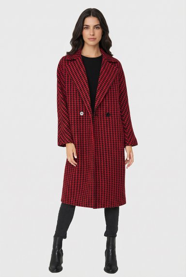 ABRIGO OVERSIZE PIED DE POULE ROJO NICOPOLY - 5
