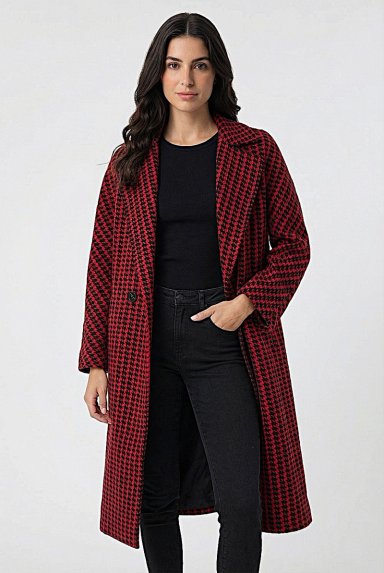 ABRIGO OVERSIZE PIED DE POULE ROJO NICOPOLY - 6