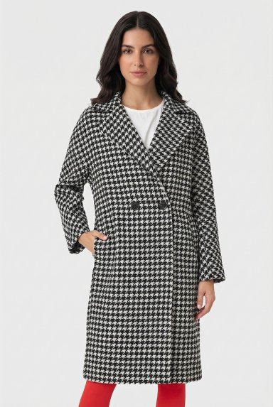 ABRIGO OVERSIZE PIED DE POULE BLANCO NICOPOLY - 1
