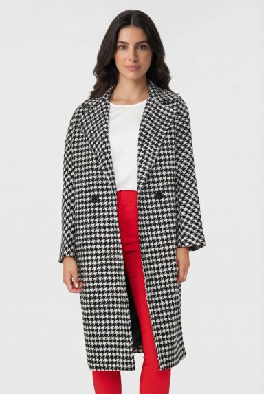 ABRIGO OVERSIZE PIED DE POULE BLANCO NICOPOLY - 5
