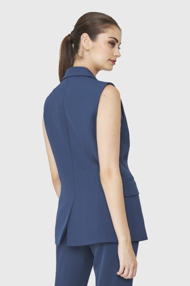 BLAZER SIN MANGAS BOTON AZUL ACERO NICOPOLY - 4