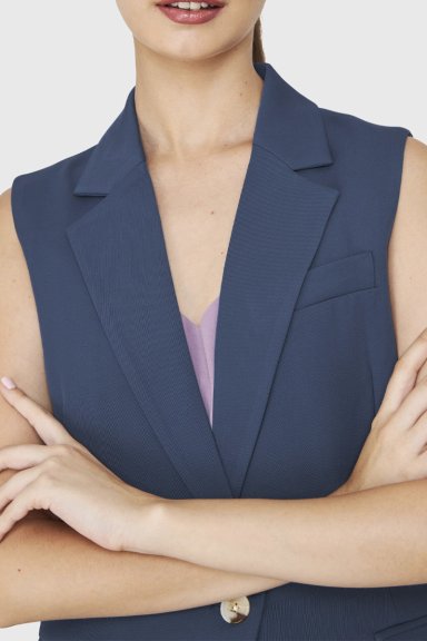 BLAZER SIN MANGAS BOTON AZUL ACERO NICOPOLY - 6