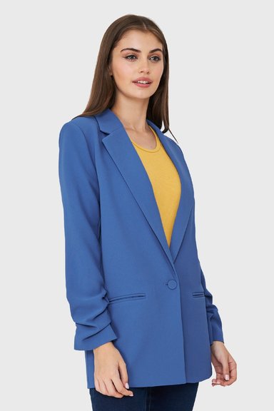 BLAZER LARGO MANGA DRAPEADA AZUL MEDIO NICOPOLY - 3