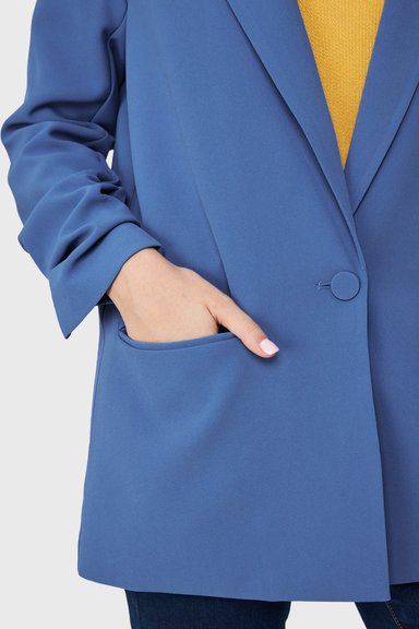 BLAZER LARGO MANGA DRAPEADA AZUL MEDIO NICOPOLY - 6
