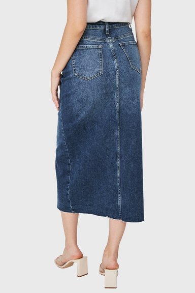 FALDA MUJER NICOPOLY AZUL MEDIO DENIM TAJO FRONTAL - 4