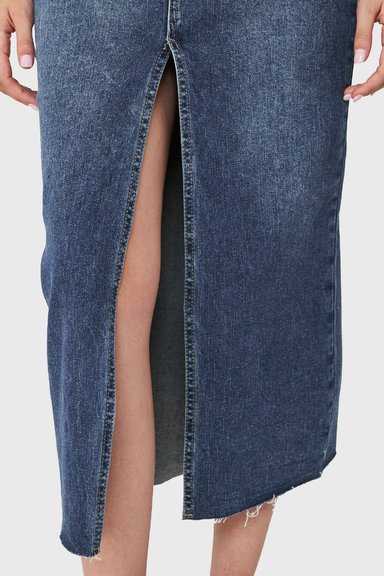 FALDA MUJER NICOPOLY AZUL MEDIO DENIM TAJO FRONTAL - 6