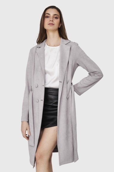 TRENCH LAZO TIPO GAMUZA GRIS NICOPOLY - 1