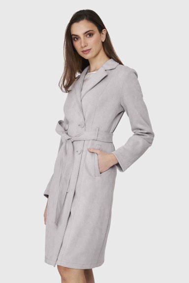 TRENCH LAZO TIPO GAMUZA GRIS NICOPOLY - 3