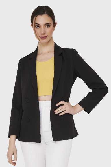 BLAZER 4 BOTONES DECORATIVOS NEGRO NICOPOLY - 1