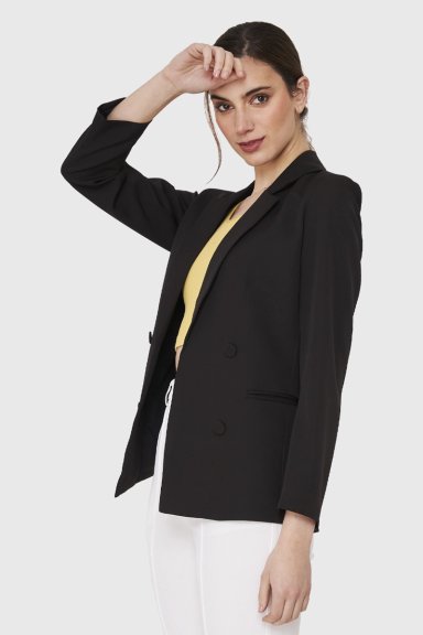 BLAZER 4 BOTONES DECORATIVOS NEGRO NICOPOLY - 3