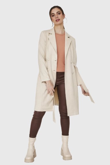 TRENCH LAZO TIPO GAMUZA BEIGE NICOPOLY - 2