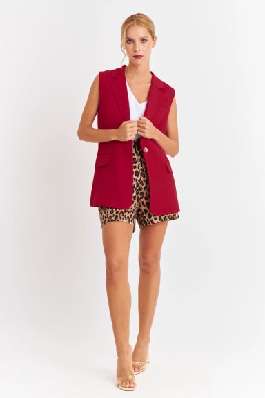BLAZER SIN MANGAS BOLSILLOS BURDEOS NICOPOLY - 2