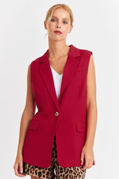 BLAZER SIN MANGAS BOLSILLOS BURDEOS NICOPOLY - 5