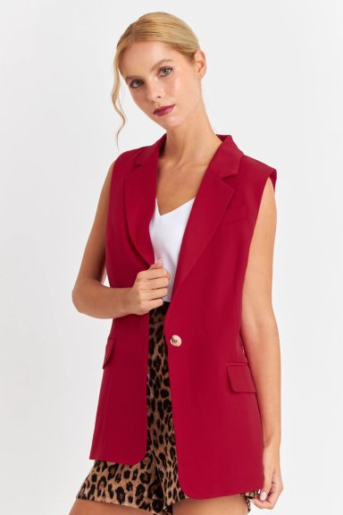 BLAZER SIN MANGAS BOLSILLOS BURDEOS NICOPOLY - 9